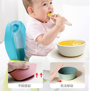 Juego de alimentación de silicona para bebés, plato, babero, cuchara, tenedor, taza, tapete, 7 piezas, para 0-12 meses, libre de BPA, antideslizante, de grado alimenticio. - Product Image 4