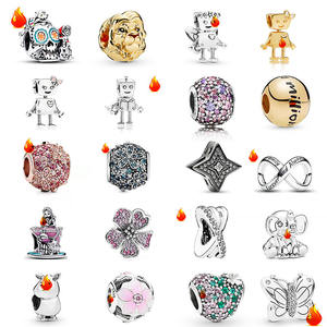 Abalorios para Pulseras al por Mayor, Accesorios de Diseño DIY de Robot, Cuentas Metálicas de Plata 925 con Zirconia, Calavera y Amor, Marca Beckham HaYa - Product Image 1