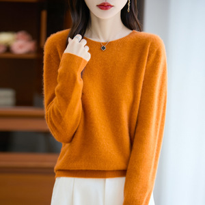 Suéter de Lana 100% Pura sin Costuras para Mujer, Nuevos Colores 2026, Cuello Redondo Personalizado, Tejido Liso, Venta Caliente - Product Image 6