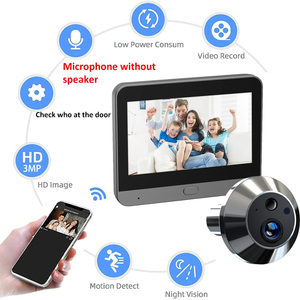 Sonnette vidéo intelligente Full HD 3MP avec vision nocturne et prise en charge Google Alexa pour la sécurité de la maison Téléphone de porte à judas grand angle - Product Image 2