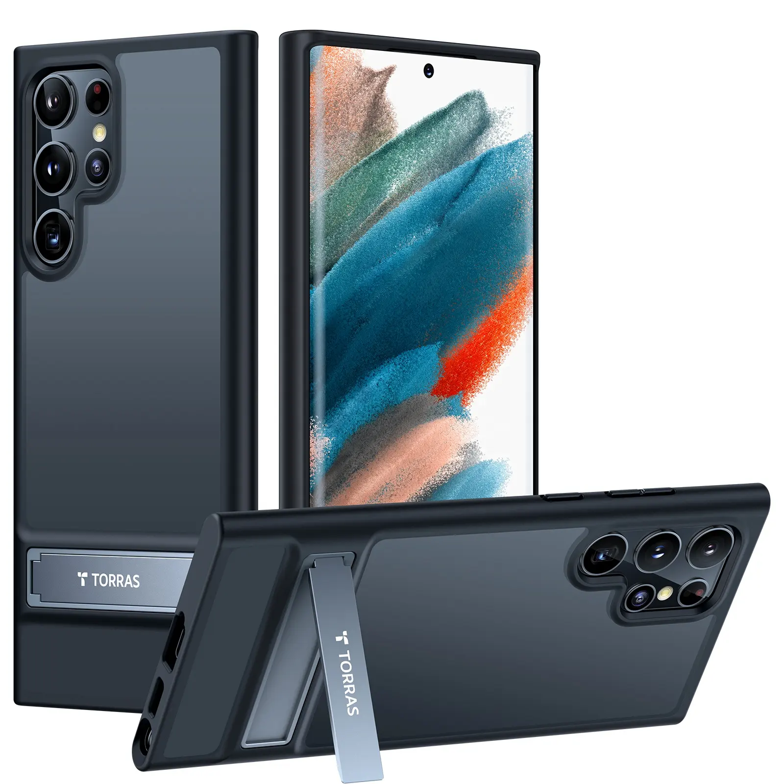 TORRAS 2022 MarsClimber Series Case For Galaxy S22 Ultra With Kickstand Translucent Matte Samsung Galaxy S22 Ultra Phone Case