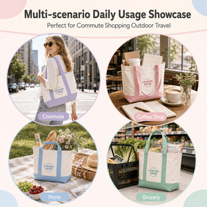 Mini <span class=keywords><strong>sac</strong></span> fourre-tout d'été en toile, sacs fourre-tout en <span class=keywords><strong>coton</strong></span>, mini <span class=keywords><strong>sac</strong></span> de shopping avec poche zippée pour les voyages et les vacances - Product Image 3