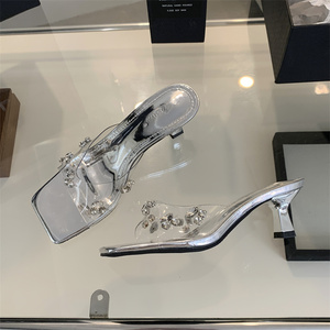 2026 Summer <b>Sandals</b>: High-Heeled Stiletto <b>Sandals</b> with Rhinestone Stripes - Product Image 1