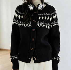 <span class=keywords><strong>Cardigan</strong></span> Elegante Vintage <span class=keywords><strong>Nero</strong></span> in Maglia per <span class=keywords><strong>Donna</strong></span>, Top in Maglia a Maniche Lunghe per Uso Quotidiano |   Personalizzazione Accettata, Realizzato Secondo il Tuo Modello - Product Image 6