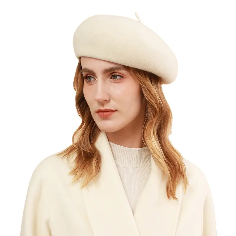 HT-1197新しいスタイルのぬいぐるみ暖かいシンプルでトレンディなウールの毛皮のベレー帽秋冬のファッション美しい高品質のシンプルなベレー帽