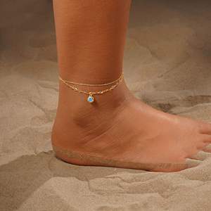 गर्मियों के जन्म पत्थर के टुकड़े महिलाओं के लिए ग्रीष्मकालीन पैर गहने 14k 18k गोल्डन प्लेटेड बर्थ स्टोन लेयर महिलाओं के लिए - Product Image 1