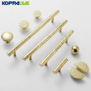 Koppalive Brass hammered pattern furniture handle pull clothes cupboard door bedroom drawer kitchen unit handles knobs