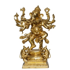 Estatua de Ganesha de Latón de Estilo Vintage de Excelente Calidad para Oración, Meditación y Espacios de Bienestar, Disponible a Precio de Fábrica - Product Image 1