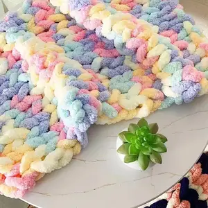 Wholesale Price DIY Kit Blanket Yarn Polyester Thick Chunky Yarn Chenille Hand Knitting