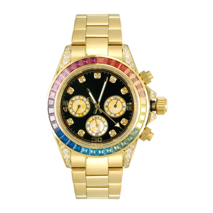 Colorful 3A Zirconia Stainless Steel Analog Watch with 22mm Leather Band Water Resistant round Dial - Product Image 1