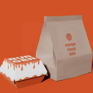 Bán buôn cấp thực phẩm Container có thể gập lại lấy đi dùng một lần thức ăn nhanh bao bì giấy Burger hộp