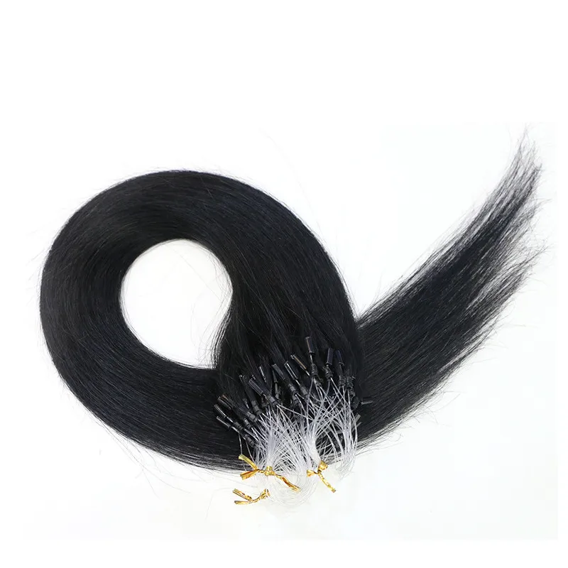 Pre Bonded Micro Links Loop Ring Bead Hair Extension Fish Line Natural Straight Real Keratin Virgin Hair Extension For Women