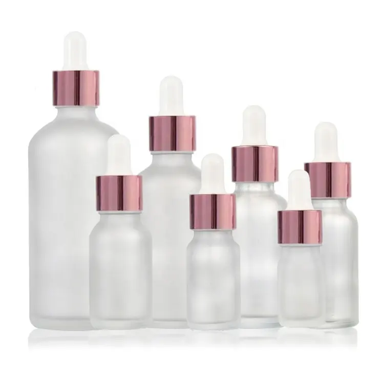 Botella con cuentagotas de cristal esmerilado para aceite esencial, 5ml, 10ml, 15ml, 20ml, 30ml, 50ml, 100ml