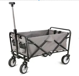 Camping Trolley Cart Stock Europe Supermarket Hot Sell Mini Camping Trolley Folding Wagon Carts Foldable Outdoor Utility Wagon