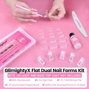 <span class=keywords><strong>Kit</strong></span> de gel poly pour ongles de pieds et de mains GlimightyX, forme plate droite, double forme, réutilisable, pré-gravées, sans lime nécessaire, 16 tailles carrées - Product Image 5