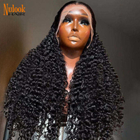 Peluca de Cabello Humano Natural 100% Virgen Birmano Ondulado Profundo, 40 Pulgadas, HD, Encaje Delgado, Ondas Profundas, 13x6, Peluca Frontal Completa de Encaje, Sin Pegamento