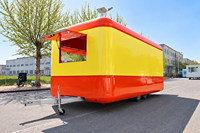 Mini chariot à glaces et hot-dogs en fibre de verre avec roues en acier inoxydable