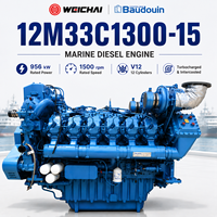 Moteur diesel marin Weichai Baudouin 12M33C1300-15 956 kW 1300 CV 1500 tr/min V12 Turbo pour chalutier de pêche commerciale
