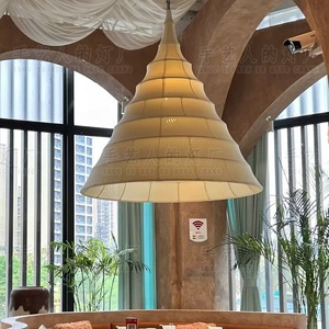 Modern Minimalist Fabric Pendant <b>Light</b> White Round Six-Head Chandelier For Living Room And <b>Dining</b> Room - Product Image 3