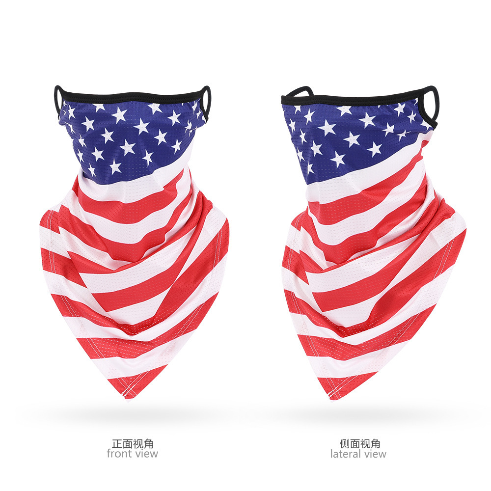 Venda triangular con bucle para la oreja y bandera americana de sarga grande