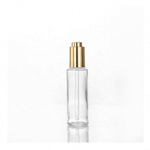 Botella de Vidrio para Suero de 60 ml (2 oz) con Gotero, Forma Cilíndrica Redonda y Hombro Plano, para Aceites Esenciales, con Gotero de Presión Dorado o Plateado, Venta al Por Mayor - Product Image 2