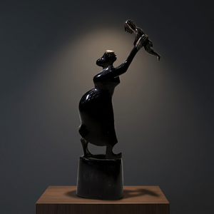 Escultura Artesanal Moderna de Madre e Hijo con Cuernos, Ecológica, de Orissa, para Decoración del Hogar, Mesa de Salón, Decoración para Bebés - Product Image 4