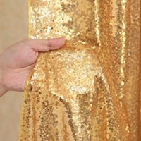 Rideau de fond floral simple à sequins dorés, panneaux 4ftx10ft, pour mariage et fête