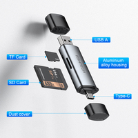 Bajo MOQ personalizado 2 en 1 TF lector de tarjetas SD USB C USB 3,0 memoria OTG adaptador de lector de tarjetas con tipo C para Mac portátil PC ordenador