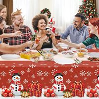 Nappe de Noël personnalisée imperméable à l'eau orignal cerf couverture de table en plastique jetable pour fournitures de décoration de fête