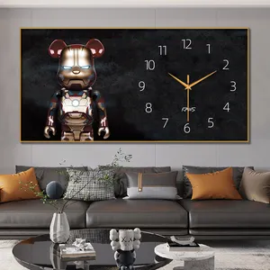 Wandklok Kristal Porselein Schilderij Huis 2024 Nieuwe Klok Moderne Eenvoudige Sfeer Creatief Licht Luxe Stille Muur Horloge