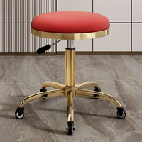 Tabouret rond en acier de haute qualité en vente chaude avec poulie, portable et réglable en hauteur, rotation à 360 degrés pour les spas et les salons de coiffure