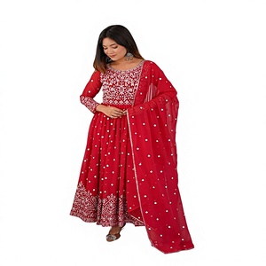 Launching New Design Trending Faux Georgette With Embroidery Sequence work Gown&Pent&dupatta Reddy To Wear Look - Product Image 1