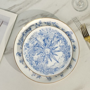 New Product European Luxury Star Pattern Bone China 4pcs Plate <b>Set</b> - Product Image 5