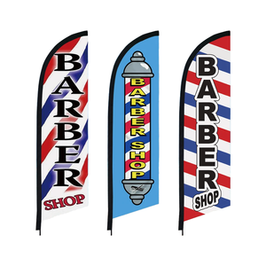 Custom Outdoor Advertising Banner Without Pole Swooper Beach Flag Promotional Flags & Banners Barber Shop Feather Wing Flag