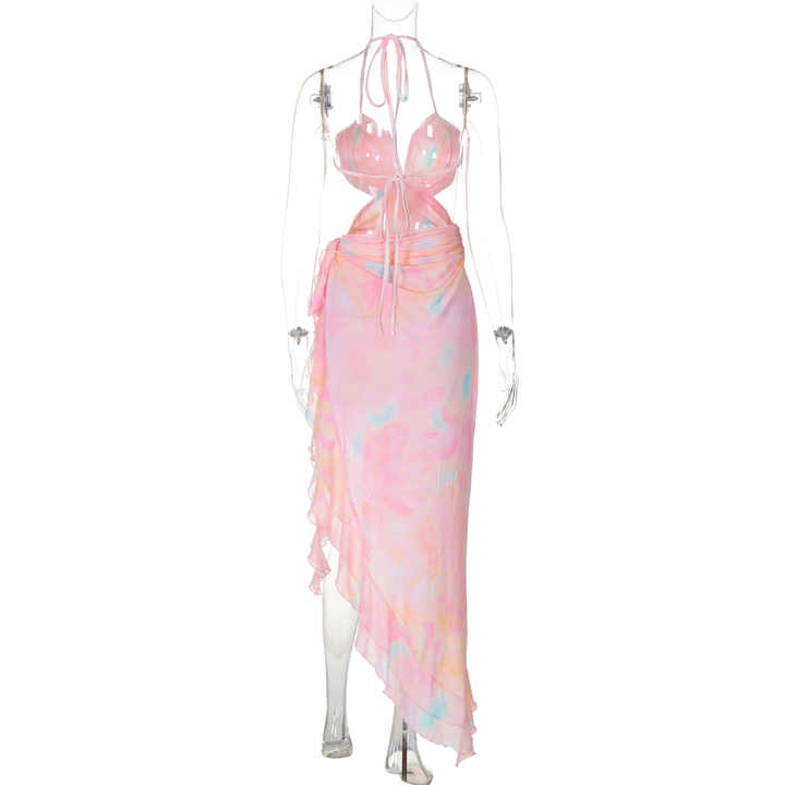 Fashionable Elegant V Neck Printed Party / Vocation Layered Dress