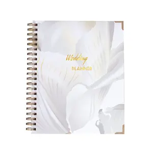 2022 Hardcover Wire-O Notebook Gold Foil Undated Bridal Planning Diary Organizer Wedding Planner Books With Pockets