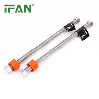 Tuyau d'eau flexible en acier inoxydable tressé IFAN 1/2" 3/8" avec raccord femelle pour robinet de toilette et de lavabo
