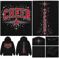 Hoodie Cheerleading Custom Berhias Rhinestone, Sweatshirt Tim untuk Remaja Putri, Pakaian Latihan Cheer, Pullover Logo Personal