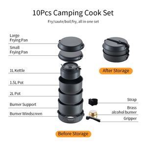 Ensemble de casseroles et poêles de <span class=keywords><strong>camping</strong></span> en aluminium anodisé dur, pliable, pour la cuisine en plein air - Product Image 3