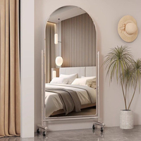 Miroir sur pied arqué pleine longueur avec roulettes, mobile, pour chambre, dressing, salon, décoration intérieure, vente en gros