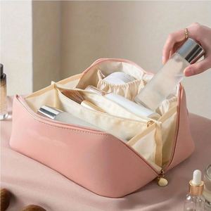 Luxury PU Leather Female Cosmetic Bag Organizer with Zip Toiletry Kit and Storage Pouch for Travel <b>Makeup</b> 1-3L Capacity - Product Image 3