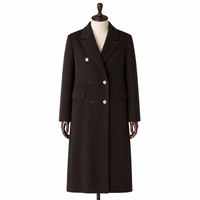 Manteau pour femme en daim de chèvre véritable teint uni, couleur espresso foncé, à bouton unique, décontracté, coupe-vent, hiver, revers cranté, polyester