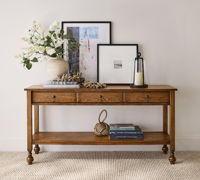 MYHOME Table console de luxe pour villa en bois de chêne massif français avec finition brune Design classique et moderne pour salon et salle à manger