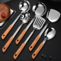 Ensemble d'ustensiles de cuisine en acier inoxydable résistant à la chaleur, épaissi, antidérapant, design moderne et minimaliste, spatule et cuillère