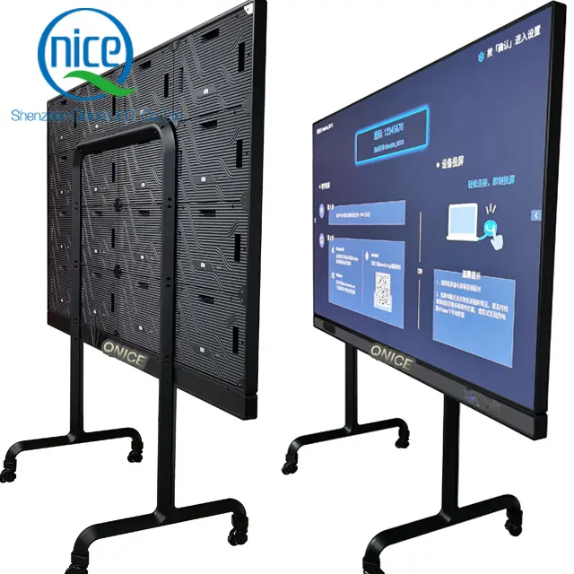 QNICE-pantalla táctil LED para interiores P1.875mm, 3m x 1,68 m, 135 pulgadas, HD, 2K, 4K, para vídeos, Conferencia remota, reunión inteligente
