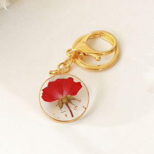 Porte-clés <span class=keywords><strong>en</strong></span> résine avec <span class=keywords><strong>fleurs</strong></span> séchées naturelles, <span class=keywords><strong>fleurs</strong></span> pressées, pour cadeau d'amis, véritable fleur, feuille, plante, sac, boîte de voiture - Product Image 3