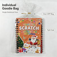 Carnet de griffonnage personnalisé de Noël avec reliure spirale en papier, ensemble de livres à gratter DIY pour enfants, stylet, pochoir, sac cadeau, cadeau de fête des fêtes