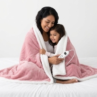 Plaid chauffant portable Giantex moderne, réversible, en fausse fourrure de lapin Sherpa, 10 niveaux de chaleur, minuterie 9H, arrêt automatique, électrique