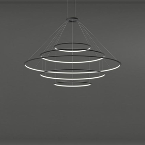 Luminaire suspendu circulaire à cinq anneaux ECOJAS <span class=keywords><strong>Bover</strong></span> en blanc, taille grande, diamètre 118 pouces - Product Image 2