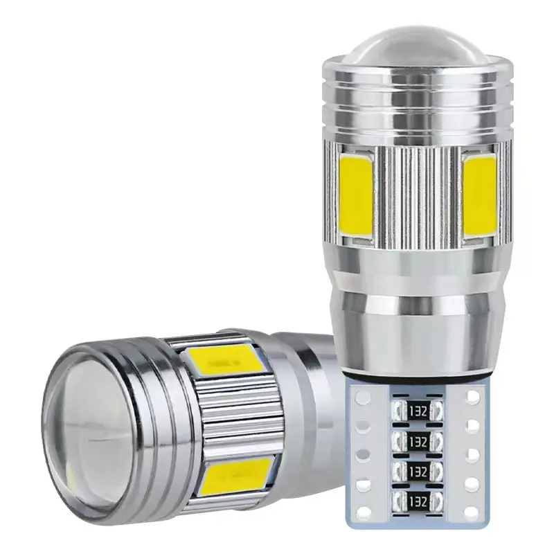 Car Bulb LED T10 5730 5630 6SMD Decoding Width Indicator W5W License Plate Reading Light Bulb